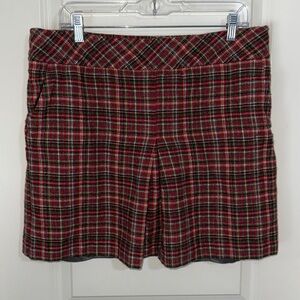 Red and green plaid mini skirt